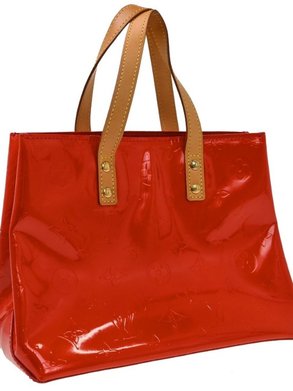 LOUIS VUITTON RED VERNIS READE PM TOTE HANDBAG